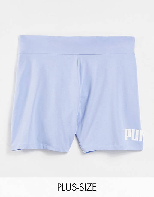 Puma Plus Essentials logo legging shorts in blue