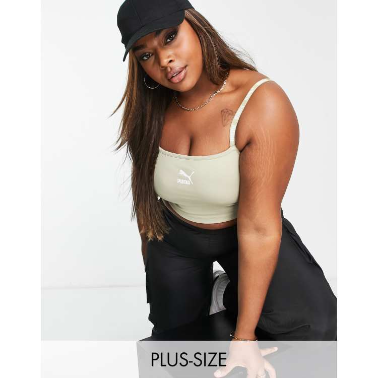 Puma essentials small logo bralette in spray green