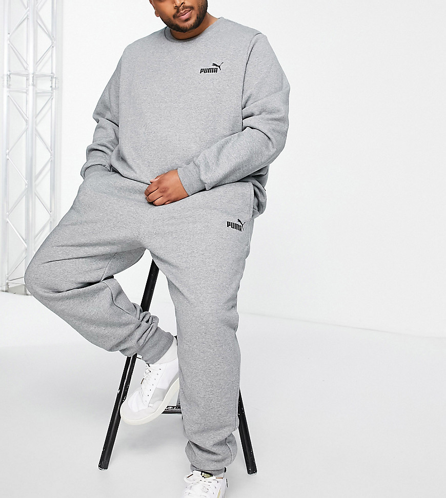 Puma PLUS Essentials small logo joggers in grey