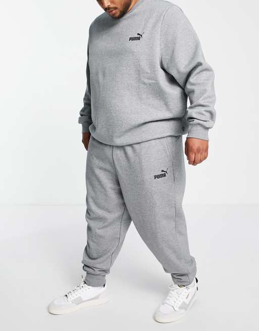 PUMA Plus Essentials small logo trackies in grey, 3 of 4