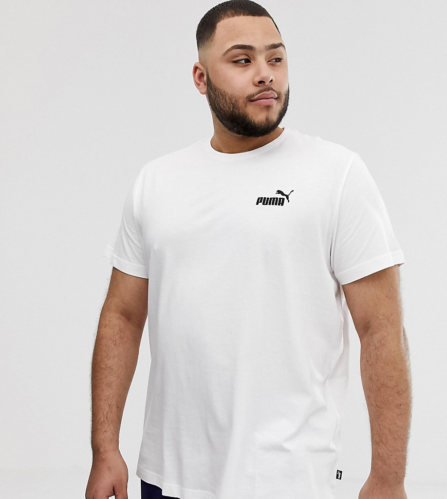 Puma PLUS Essentials - T-shirt bianca con logo piccolo-Bianco