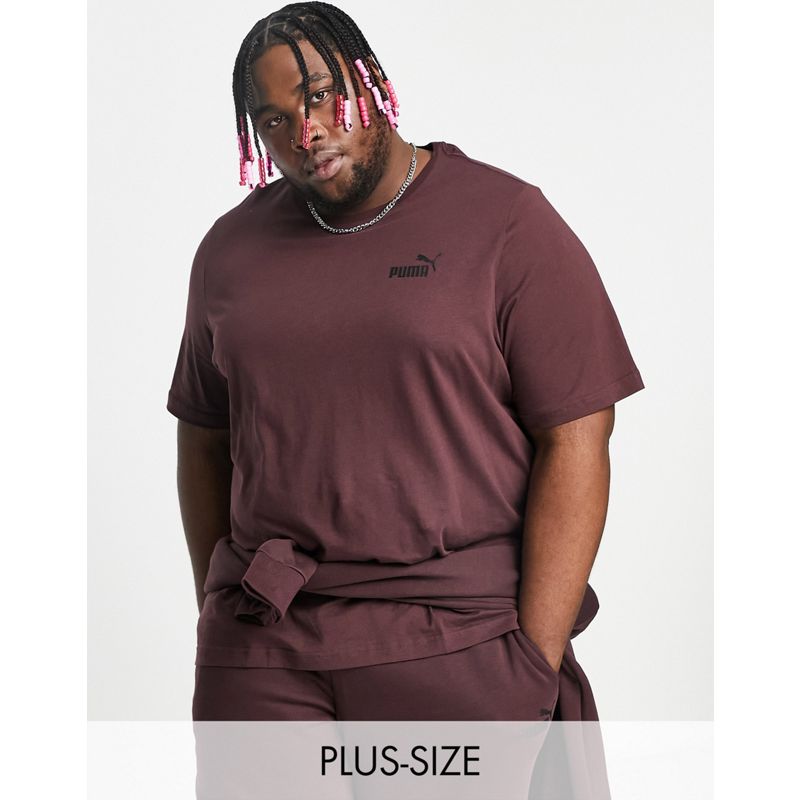 Top lQiSU Puma Plus - Essentials - T-shirt con logo piccolo bordeaux