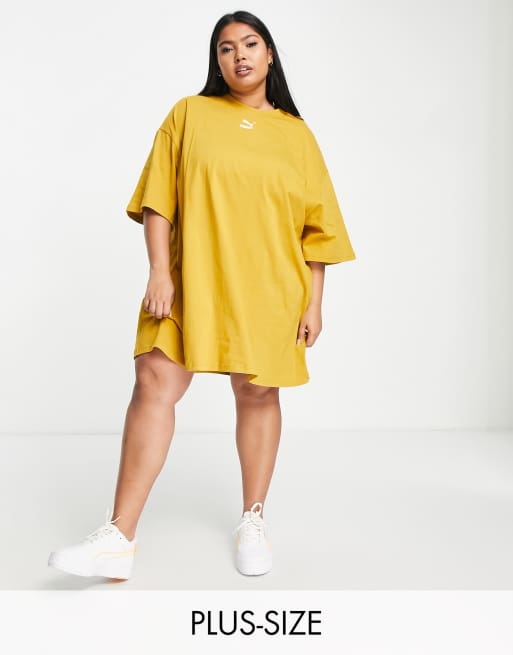 Plus size yellow 2025 t shirt dress