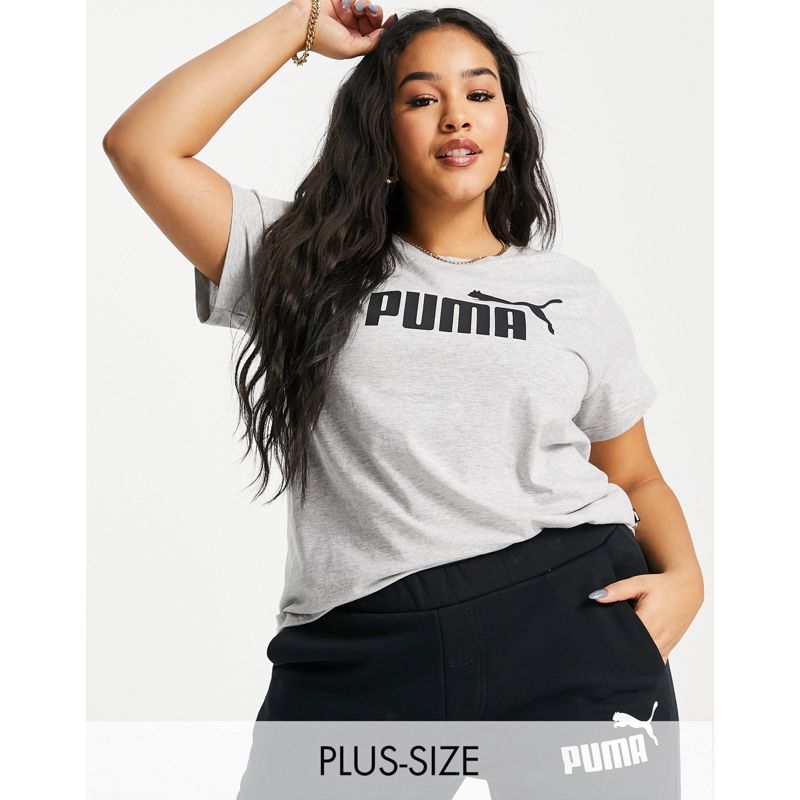 Puma Plus - Essentials - T-shirt grigia con logo grande