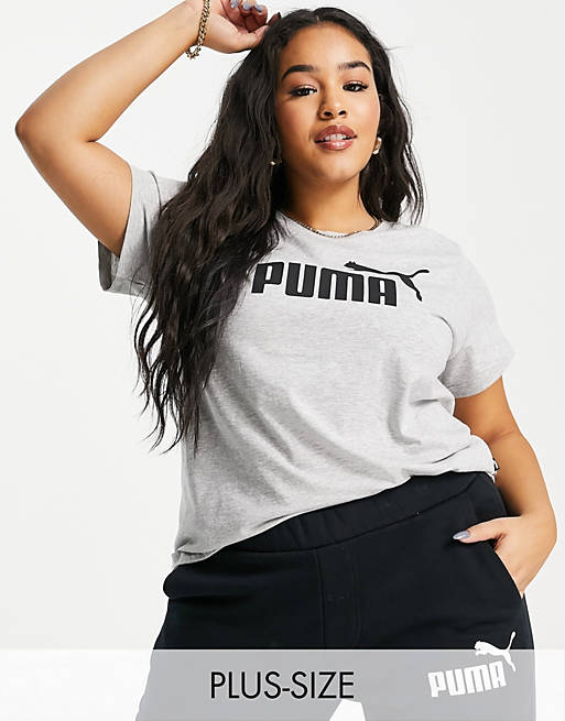 Puma Plus - Essentials - T-shirt met groot logo in grijs