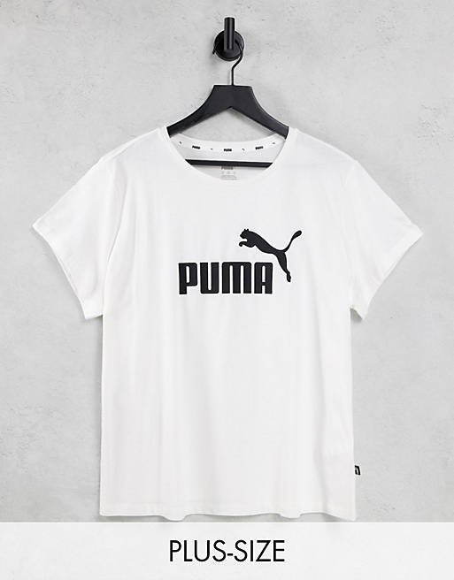 Puma Plus - Essentials - T-shirt met groot logo in wit