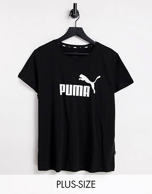PUMA - Plus - Essentials - T-shirt met groot logo in zwart
