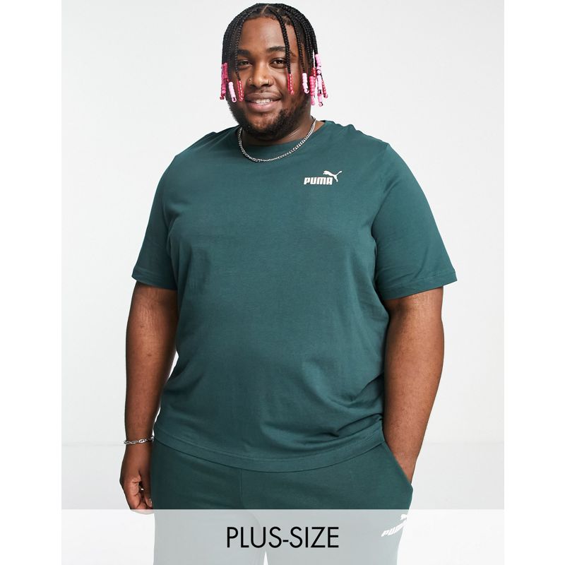 Uomo Top PUMA Plus - Essentials - T-shirt verde scuro con logo piccolo