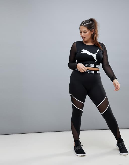 Puma Plus Exclusive To Asos Active Long Sleeve Mesh Top In Black