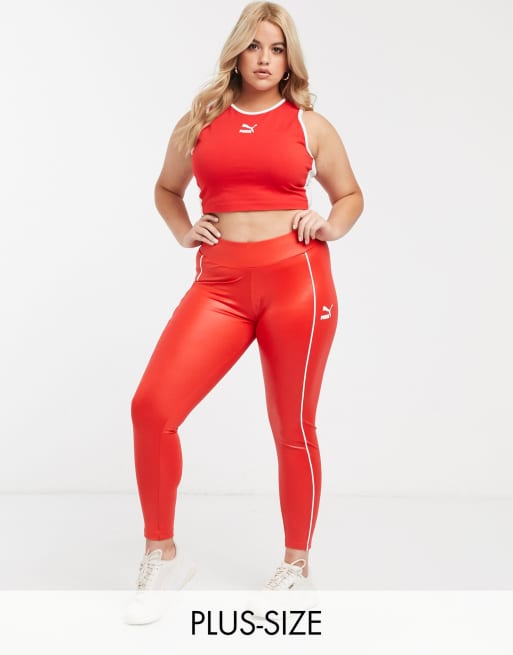 Puma High Shine Leggings in red exclusive at ASOS