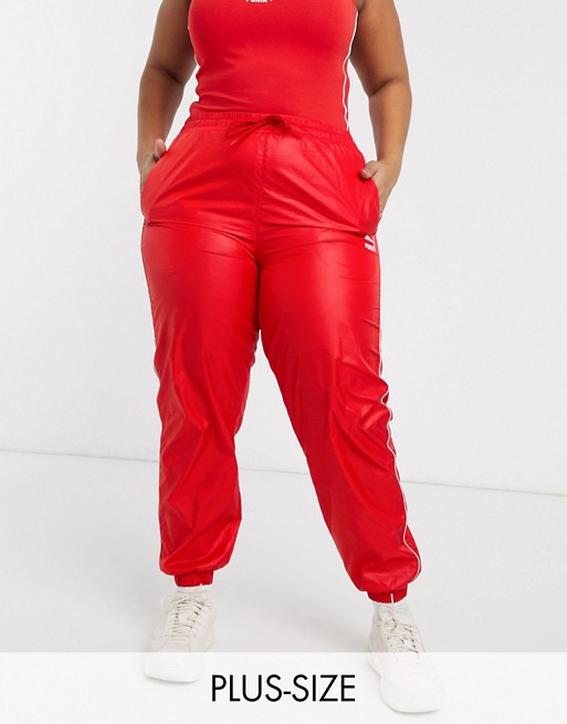 Puma Plus High Waisted Joggers in red exclusive at ASOS