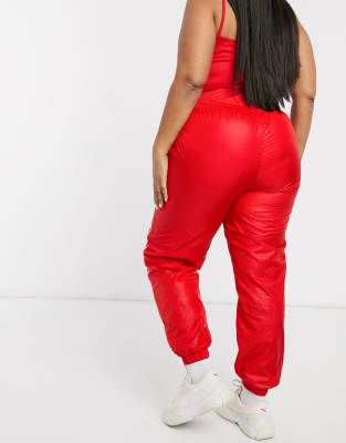 red high waisted joggers