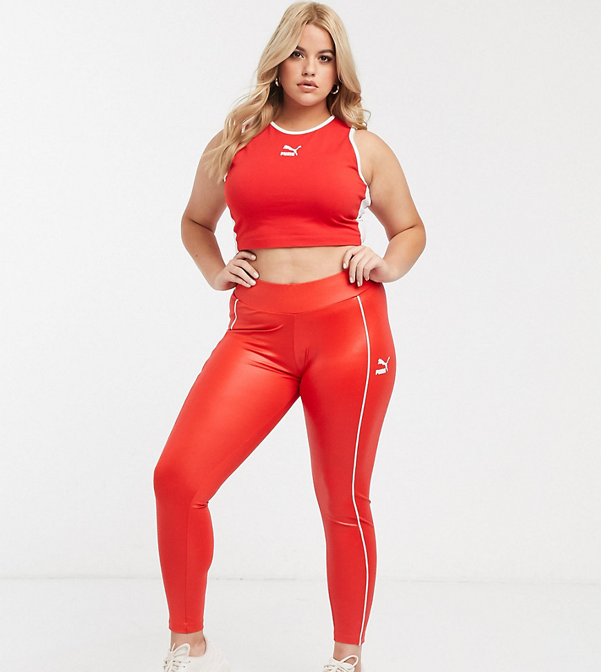 Puma Plus - Hoogglanzende legging in rood, exclusief bij ASOS