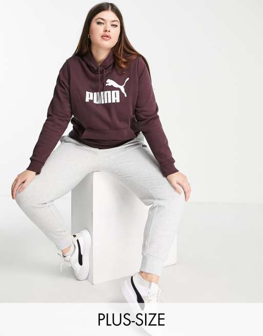 Puma Plus large logo hoodie in burgundy