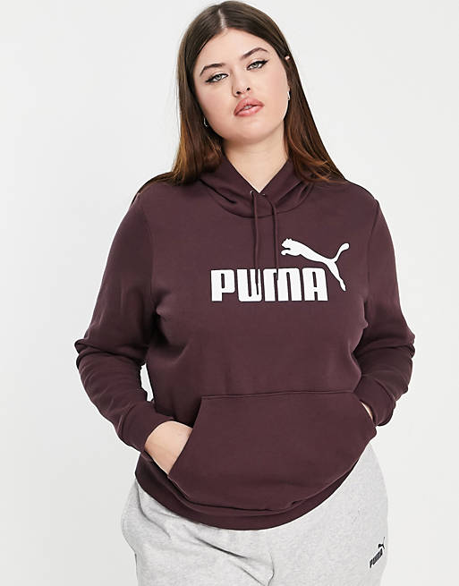 Women Puma Plus large logo hoodie in burgundy 