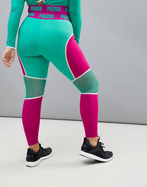Puma Plus – Leggings mit Netzeinsätzen in Rosa und Grün – Exklusiv nur bei ASOS, 2 von 4