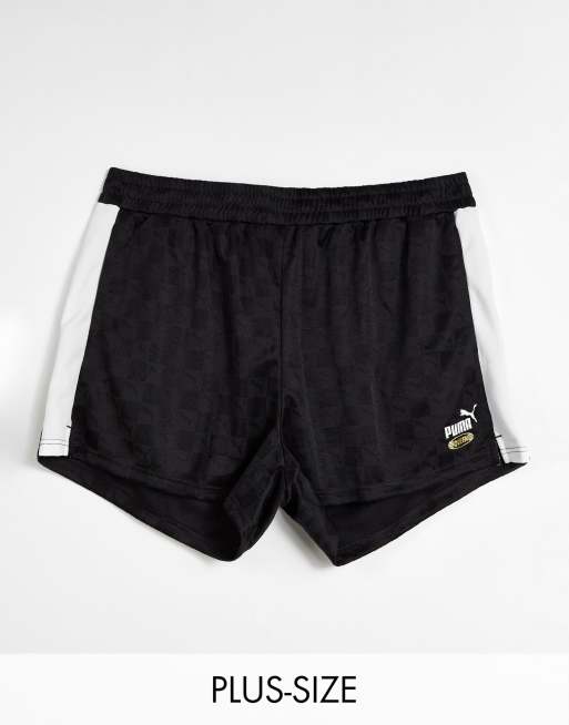PUMA Plus – Queen – Czarne szorty bokserskie w kratę z logo
