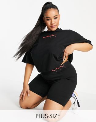 Puma plus repeat cat logo legging shorts in black - exclusive to asos