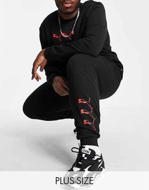 PUMA Plus repeat cat logo sweatpants in black - Exclusive to ASOS | ASOS