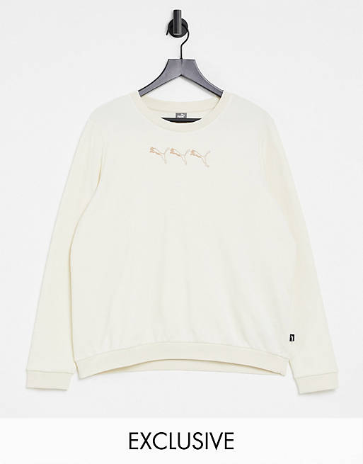 Puma plus repeat cat logo sweatshirt in beige - exclusive to ASOS