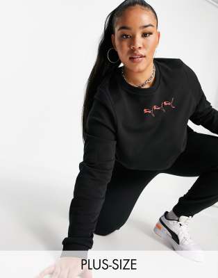 Puma plus repeat cat logo sweatshirt in black - exclusive to asos