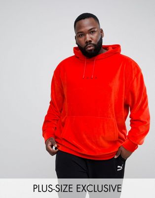 Puma PLUS velvet pullover hoodie in red 