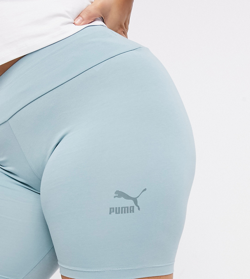 Puma – Plusstorlek – Gråtvättade leggingsshorts - Endast hos ASOS-Lila