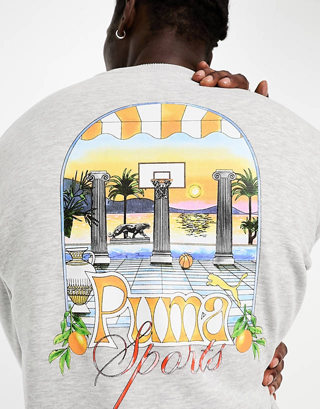Puma - poolside back print sweatshirt in grey