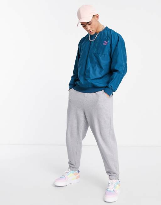 Puma pop logo quilted sweatshirt in teal Exclusive to ASOS ASOS