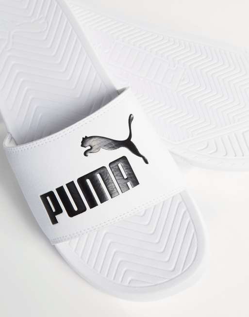 puma white sliders