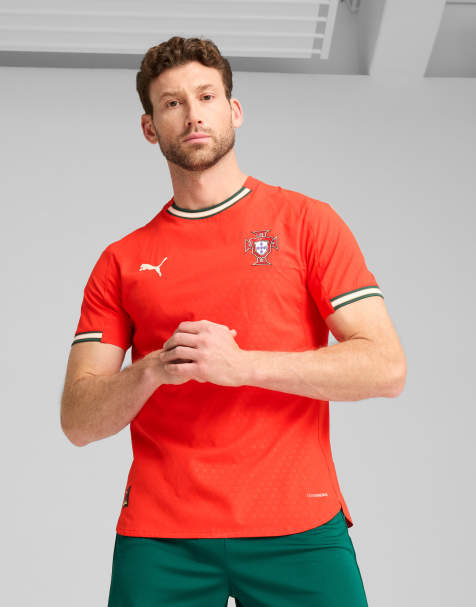 Puma Portugal 2025 authentic home jersey in red slim shortsleeve crew neck in sport red-sugared almond - view 1