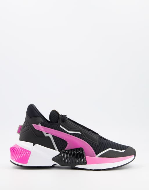 Black and deals pink puma trainers