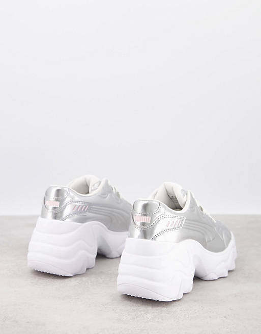 Shoes Trainers/Puma pulsar wedge trainers in metallic silver and pink - exclusive to  