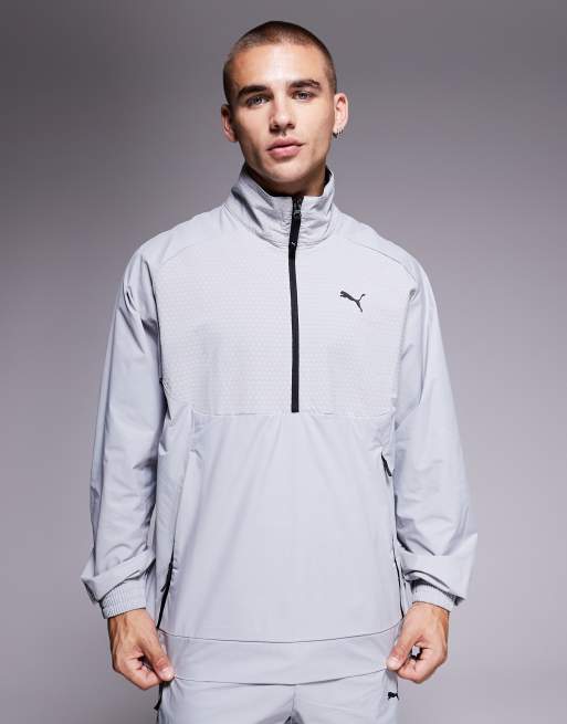 Puma Pumatech relaxed half-zip crew sweat top in gray echo