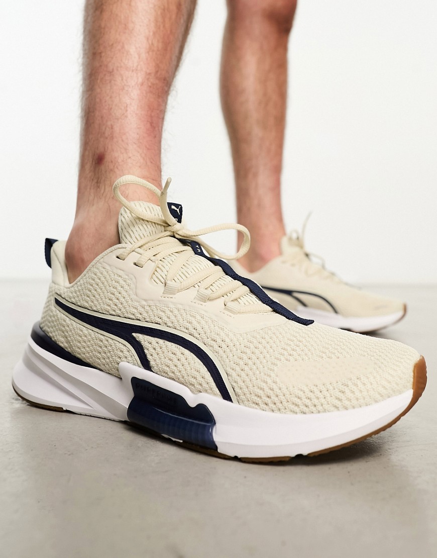 Puma PWR Frame running trainers in oatmeal-Brown