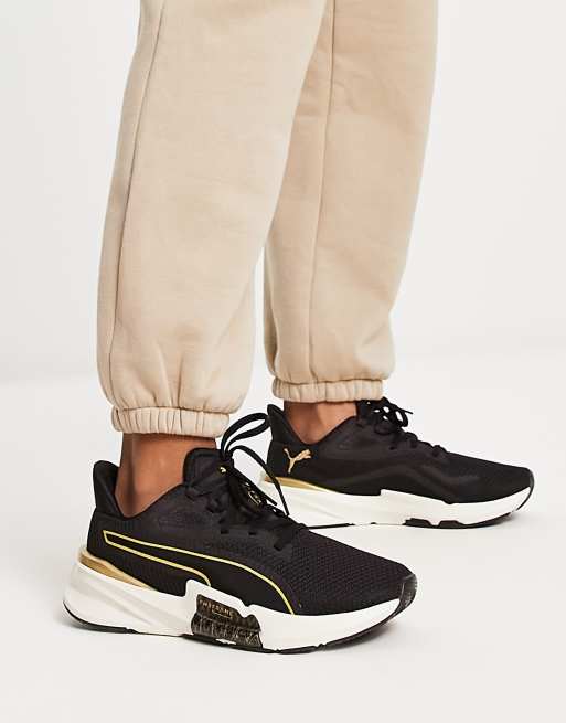 PUMA PWRframe TR Deco Glam Sneakers nere e color oro