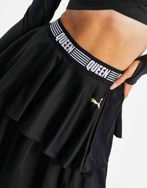 Puma Queen frill tiered skirt in black