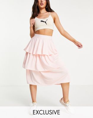 Puma Queen frill tiered skirt in pastel pink