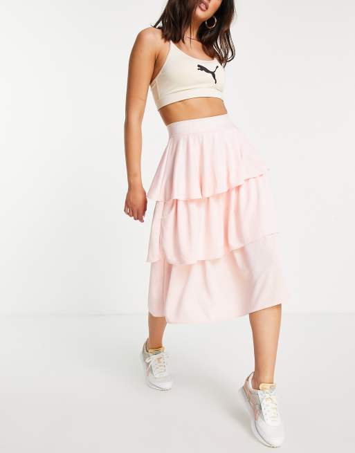 Puma Queen frill tiered skirt in pastel pink ASOS