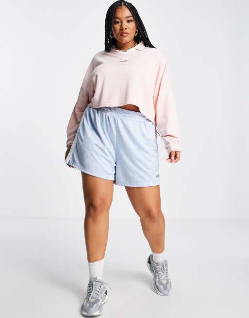 Puma Queen PLUS crop oversized sweatshirt with collar in pastel pink