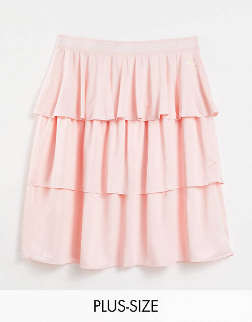 Puma Queen PLUS frill tiered skirt in pastel pink