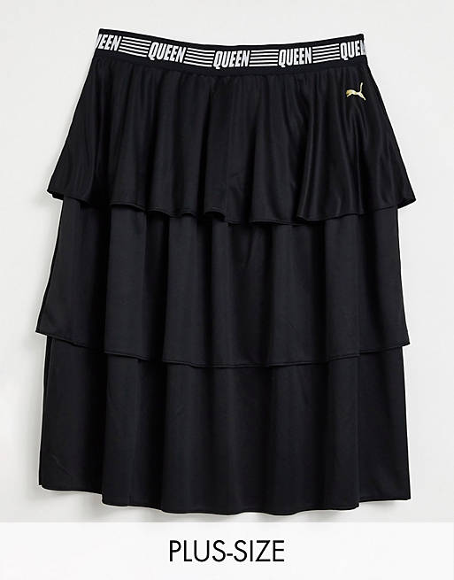 Puma Queen plus skirt with banding in black and gold