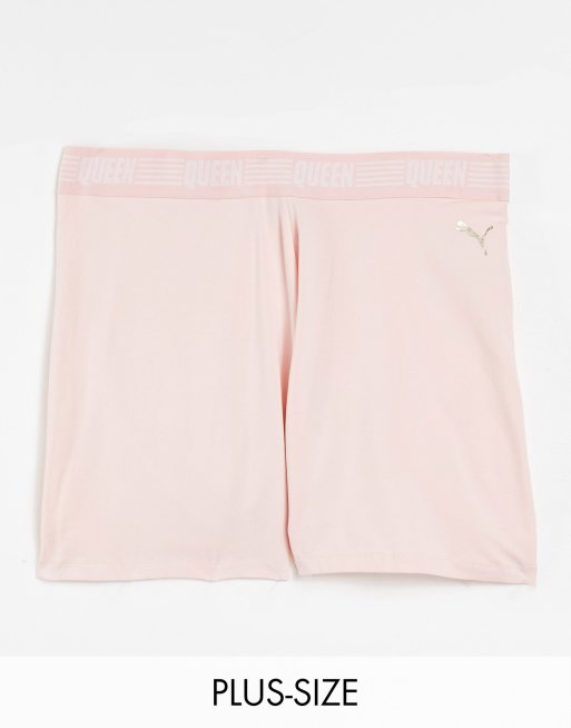 Puma Queen PLUS legging shorts with banding in pastel pink and