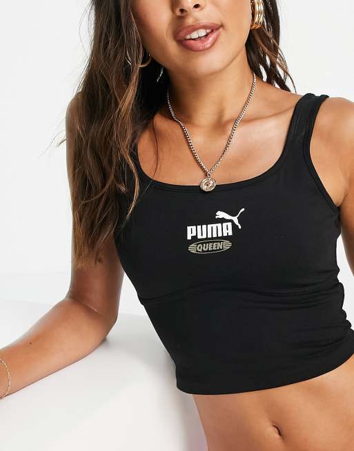 Puma logo bralette in washed black - exclusive to ASOS