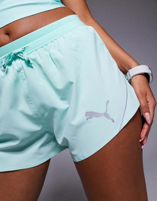 Puma Raceday Ultraweave 3" split shorts in aqua blue, 4 of 5