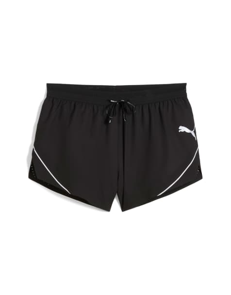 Puma Raceday ultraweave 3" split shorts in black regular above knee length open bottom in puma black - view 1