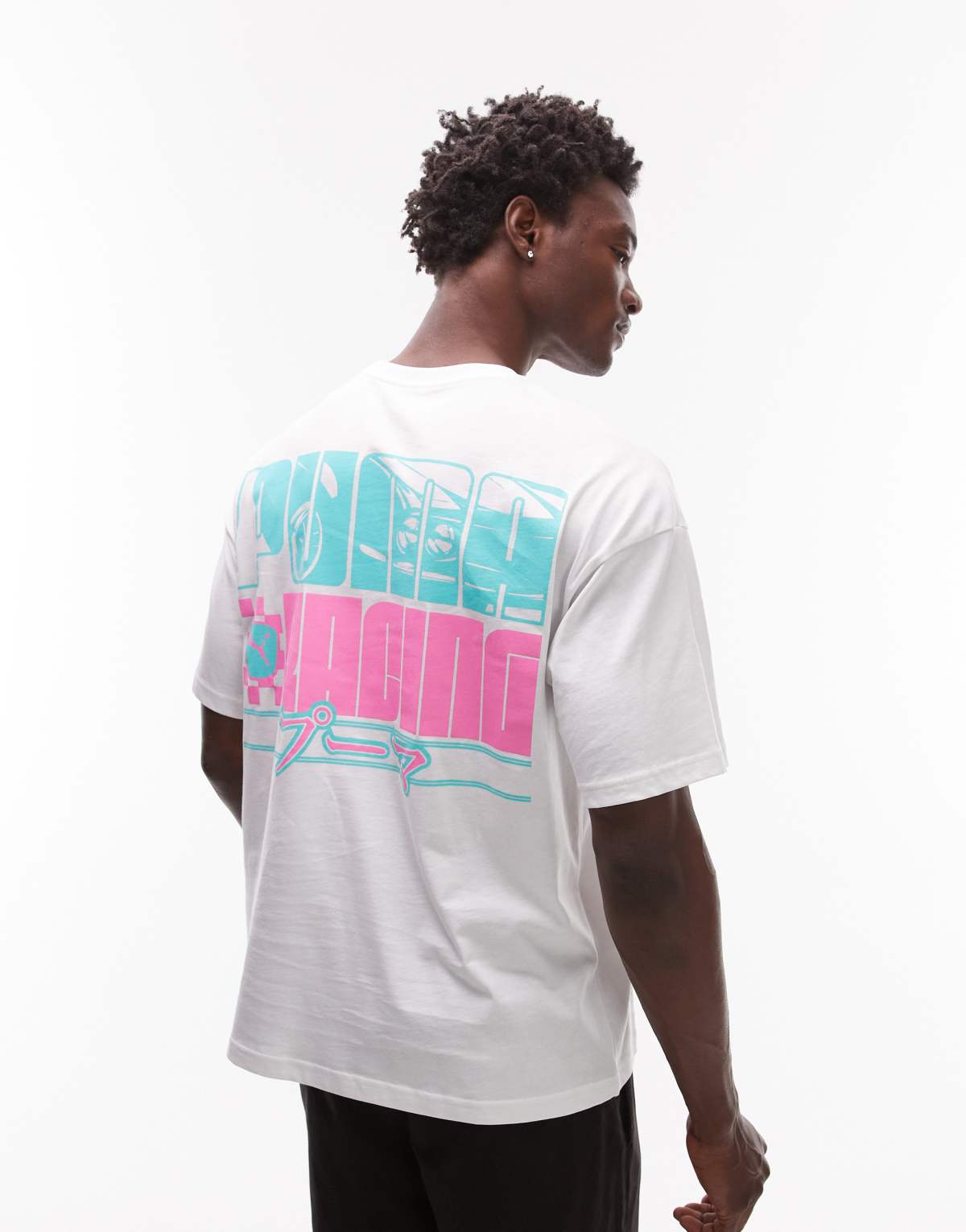Puma Racing back print t-shirt in white Exclusive at ASOS