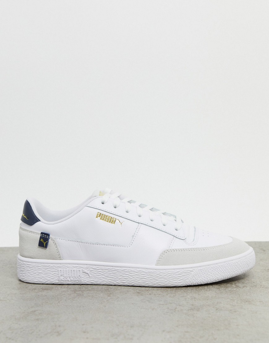 Puma - Ralph Sampson MC - Sneakers linea pulita bianche e blu navy-Bianco