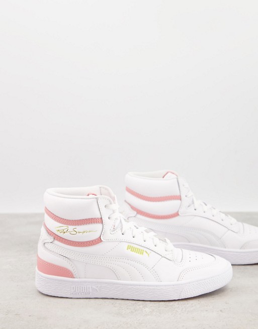 Puma Ralph Sampson mid trainers in pink/white