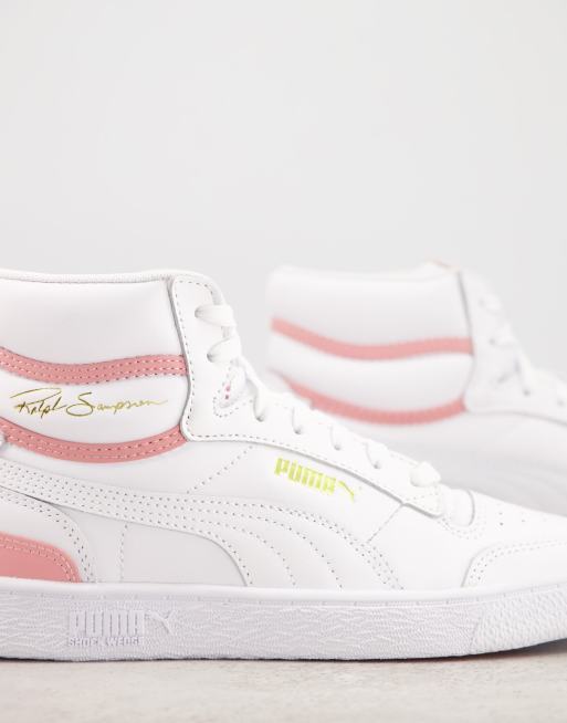 Puma ralph sampson trainers store in white and pink